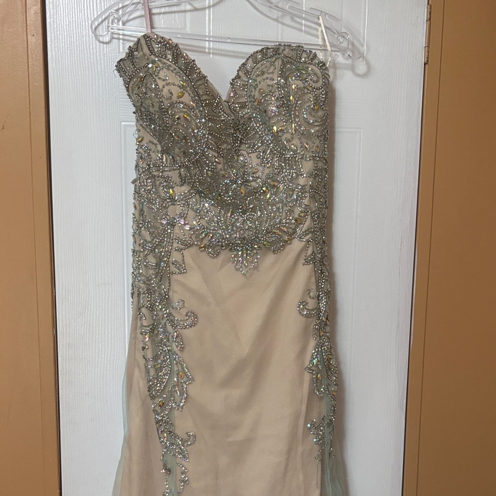 Aspeed Silver Beaded Strapless Dress